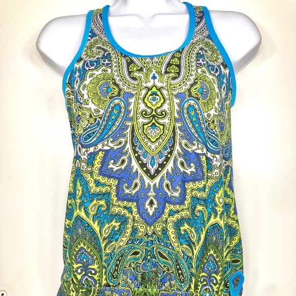 Athleta Tic Tac Toe Paisley Tank Top Green - Picture 3 of 8